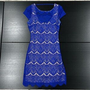 Bebe Lace Lined Mini Dress - XS